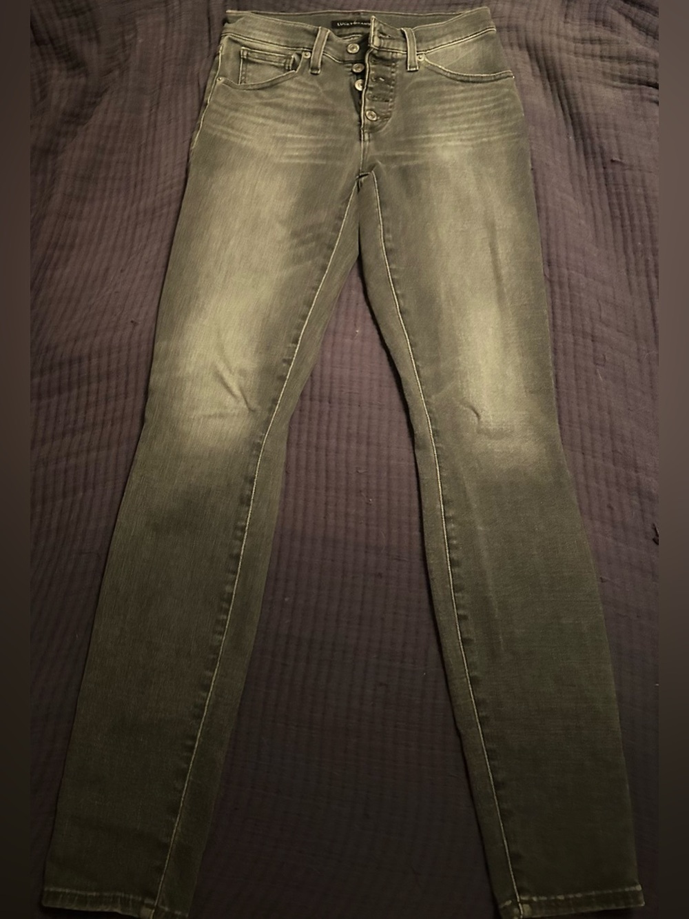 Lucky Brand Olive Skinny Jeans with Button-Fly